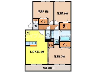 シェリエ立岩A棟の物件間取画像